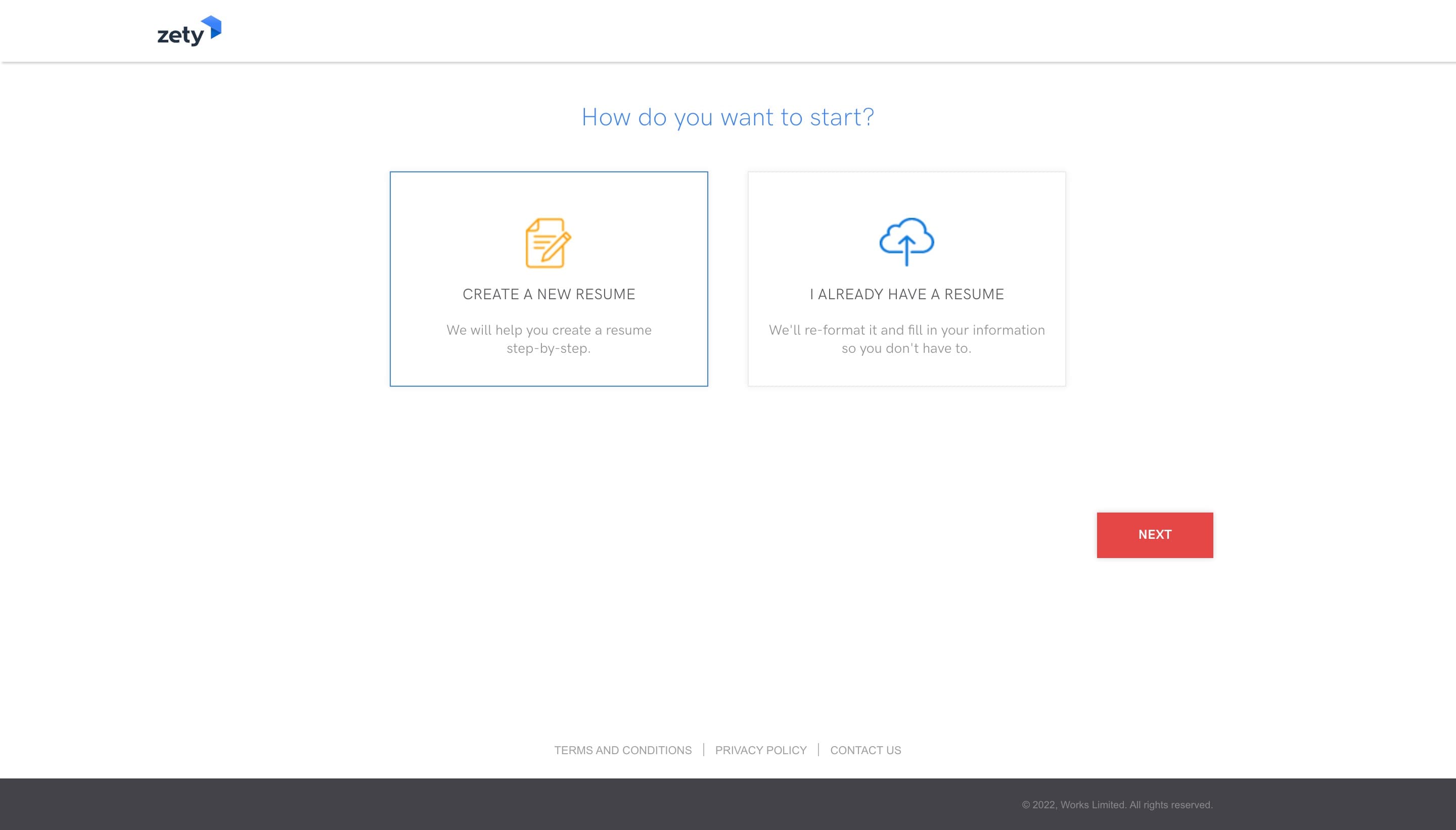 Start from scratch or upload