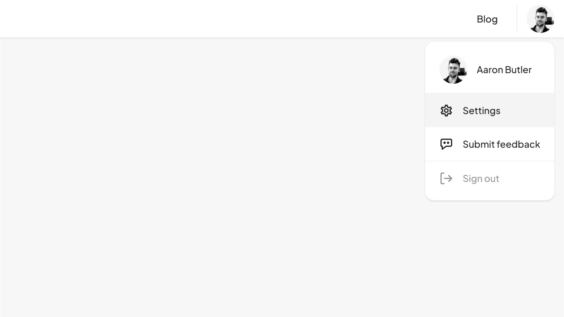 Accessing your settings page from the dropdown menu in the nav bar
